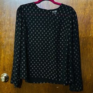 A New Day Black Boxy Blouse with Polka Dots
